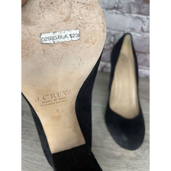 J.Crew Classic Black Suede Block Heel Round Toe Pump Heel Shoe Women Sz 8M US/39 - Picture 8 of 16